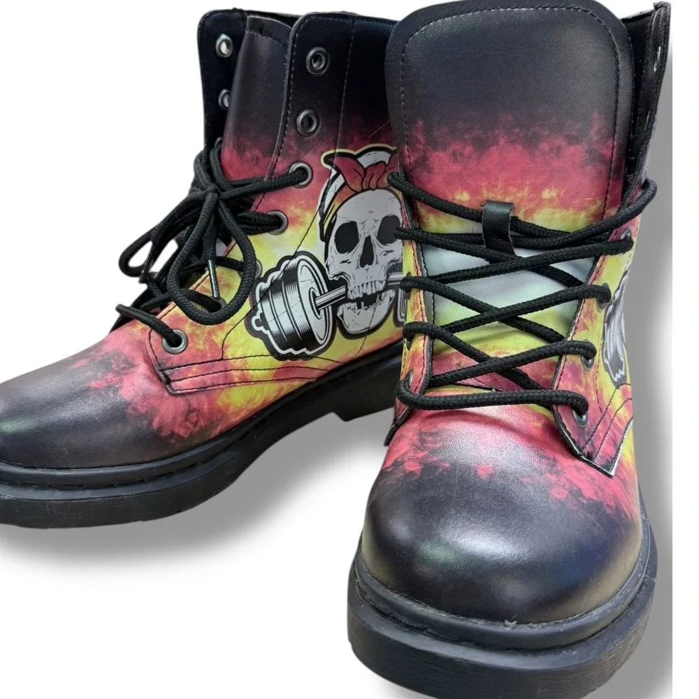 RAAD Skull Firefighter Weightlifting Boots Black Red YellowSz Mens 6.5 W8